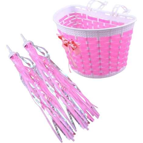 Set de Décoration pour Vélo D'garçon et Filles Panier et Banderoles en PE, Accessoires pour Scooter et Vélo, Cadeau pour Anniversaire ou Fête (1/5)