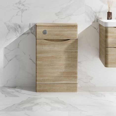 500mm Bathroom Back to Wall BTW Toilet WC Furniture Unit Only Freestanding Oak (1/3)