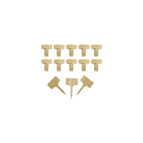 Set di 50 etichette per piante in bambù per giardino, etichette resistenti a forma di T, 10 x 6 cm - Crezuo