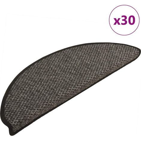 vidaXL Tappeti Adesivi Scale Aspetto Sisal 30 pz 65x21x4 cm Antracite