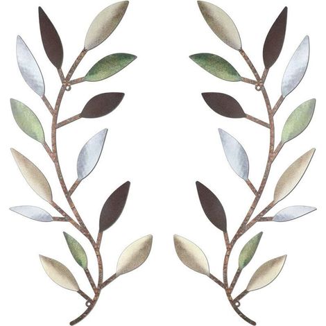 Décoration murale en métal feuille d'arbre – Art mural en fer forgé – Style moderne pour salon et chambre – Facile à accrocher (1/5)