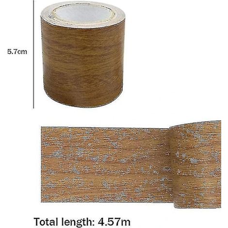 Ruban adhésif réparation bois, patch film texturé pour meubles, ruban auto-adhésif résistant, forte adhérence, finition veinage bois, 1 rouleau (1/4)