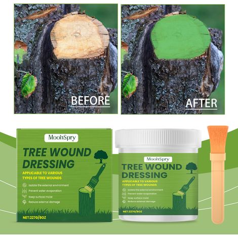 Soin cicatrisant pour arbres, protection contre la taille, formule douce, résistant à la pluie, convient aux plantes -- 227 g + pinceau 1 (1/5)