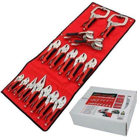 Neilsen 16pc Soft Grip Mole Vice Plier Set Welding Long Nose Locking C Clamp
