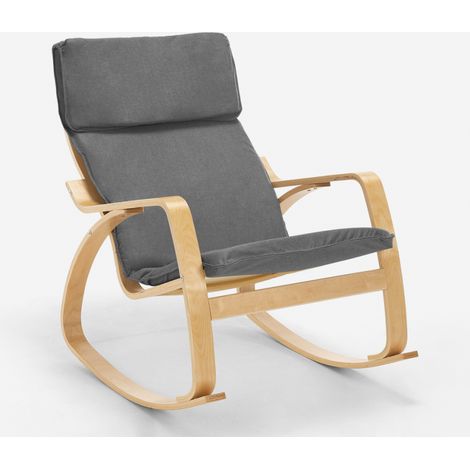 Poltrona sedia a dondolo in legno design scandinavo ergonomica Aalborg - Grigio