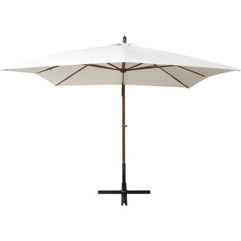 Maison Exclusive - Sombrilla colgante con palo de madera blanca 3