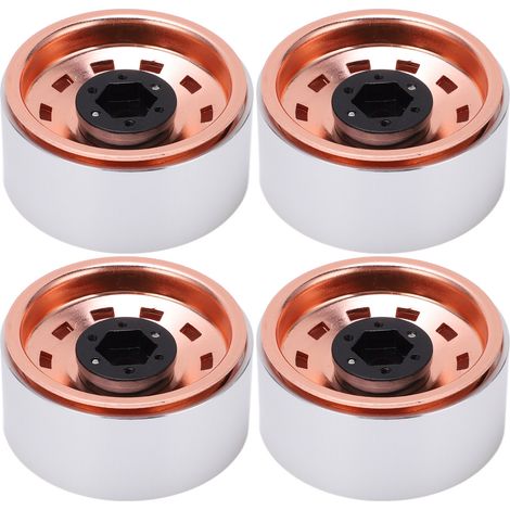 4 jantes métalliques de 1,9 pouce avec moyeu à 10 trous carrés pour voiture RC tout-terrain AXIAL SCX10 1/10 (dorées) (1/5)