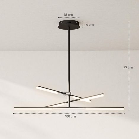 Plafonnier LED moderne Ø100x79 cm avec abat-jour en acrylique, angle d'éclairage réglable pour salon, chambre ou cuisine (1/5)