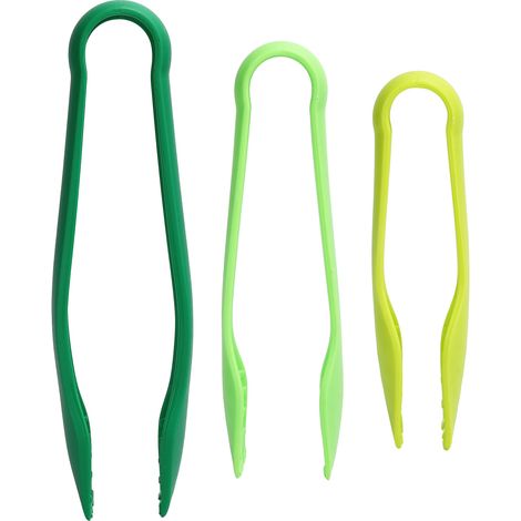 Lot de 3 pinces de cuisine vertes, clip à légumes en plastique PP de qualité alimentaire pour barbecue, salade, grillade, friture et cuisson.