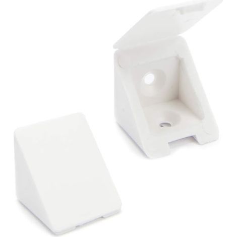 Lot de 100 équerres d'angle 23x23mm – Connecteurs en plastique blanc pour renforcement assemblages meubles – Pour bois dur et caissons (1/4)