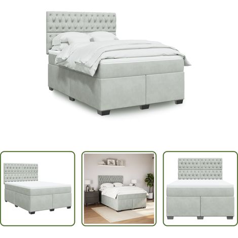 Matratze - Boxspringbett mit Matratze Hellgrau 140x190 cm Samt (1/5)