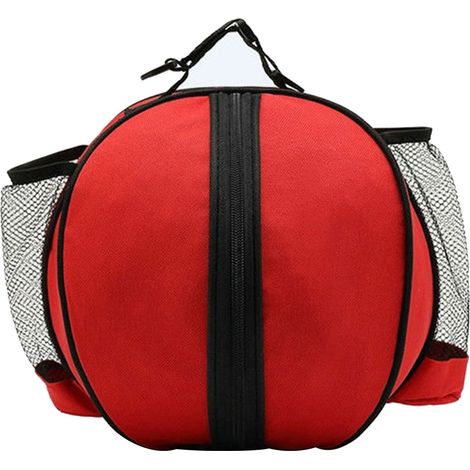 Sac rond de basket grande capacité imperméable toile Oxford sport extérieur avec poche élastique filet rouge (1/5)