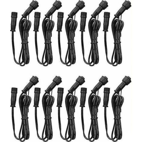 Cable Rallonge, 10 Pack, Pour Spots LED Encastrables,Etanche IP67,1M / 3.3Ft, 2Pin, avec connecteurs mâles et femelles. (1/4)