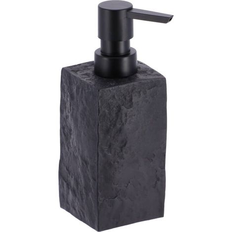 Distributeur a savon 260 ml polyresine carre effet pierre pompe noir mat - noir - Tendance (1/2)