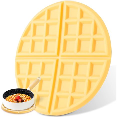Dessous de plat en silicone, dessous de plat en silicone pour casseroles et poêles chaudes, manique résistante à la chaleur pour table et plan de travail, gaufré, jaune (1/5)