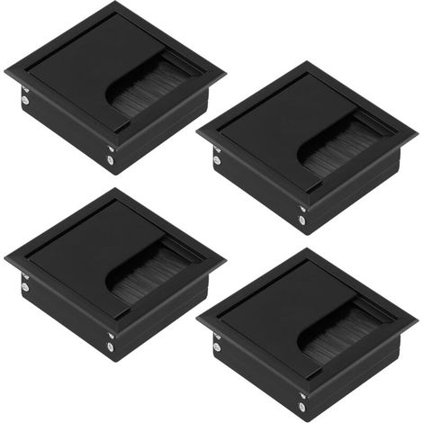 Set of 4 Square Cable Covers 80x80mm - Cable Outlet for Desk - Anodized Aluminum (1/5)