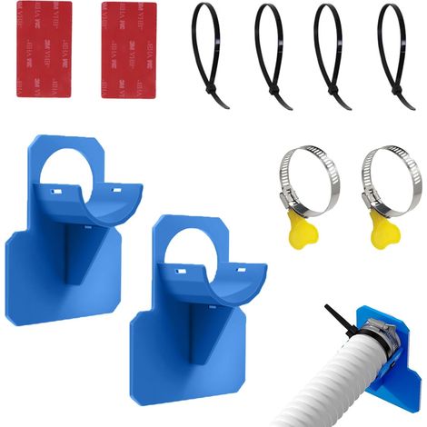 soportes para manguera de piscina - Accesorios con abrazadera de acero inoxidable - Protector de plástico contra torceduras (azul) (1/3)
