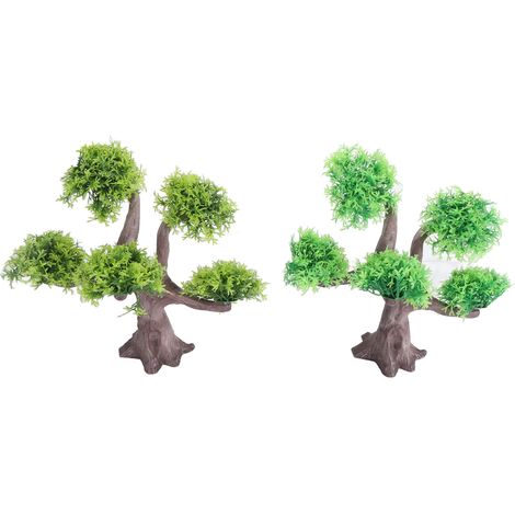 Plantes Artificielles Aquatiques Lot de 2 Décorations Réalistes en PVC Non Toxique pour Aquarium avec Base Lourde Verte (1/4)