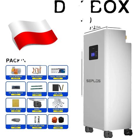 Boîte de stockage de batterie, BMS intelligent, support de batterie extensible, Seplos V3 Vertical (1/2)