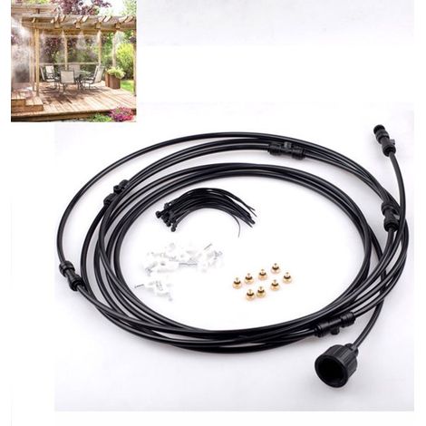 Systeme De Brumisation Exterieur - 3 M - Raccord Robinet Standard - Buse En Laiton Et Acier Inoxydable - Pour Patios Jardins Serres - Kit Complet (1/5)