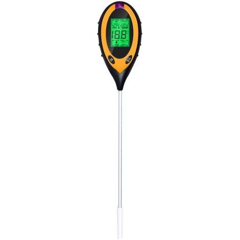 Ulisem Testeur de pH du sol 4 en 1, testeur d'humidité – de lumière, de pH et de température, kits d'outils de jardinage, batterie incluse, jaune (1/4)
