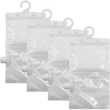 Ensemble de 4 Sacs de déshumidification d'armoire intérieure Suspendus, idéaux pour arrêter la moisissure Humide et la Condensation, pour la Maison, Le Garage, Le Bureau, Le sous-Sol, etc. (1/5)