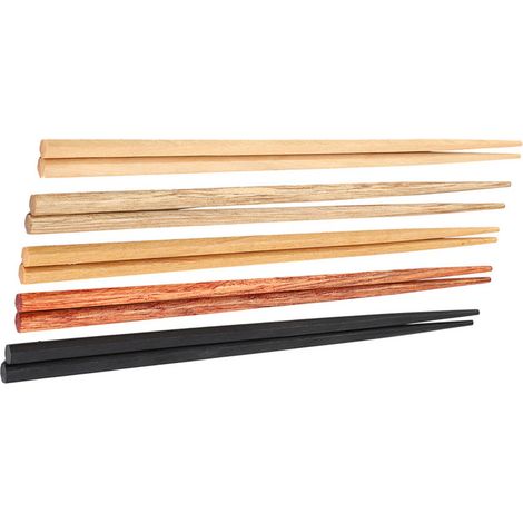 Lot de 5 baguettes en bois naturel multicolores peintes à la main, réutilisables, avec coffret cadeau (1/5)