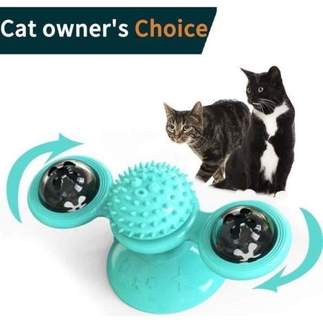 Moulin à vent chat jouets tourne-disque avec boules lumineuse pour animaux de compagnie chatouiller puzzle interactif boules jouet (1/3)