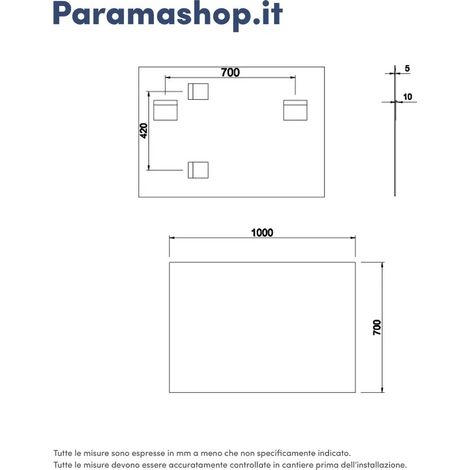 Specchio filolucido 70x100 cm installazione reversibile Easy