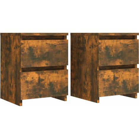 vidaXL Bedside Cabinets 2 pcs Smoked Oak 30x30x40 cm Engineered Wood