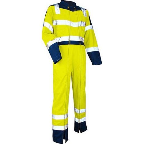 LMA Workwear Survilance 4106 Combinaison bicolore avec double fermeture col montant taille S bleu nuit-orange fluo