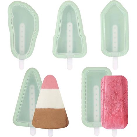 5 moldes para helado, molde premium para helado, silicona, reutilizable, sin BPA, molde para helado con asa, fácil de desmoldar, helado casero (1/5)