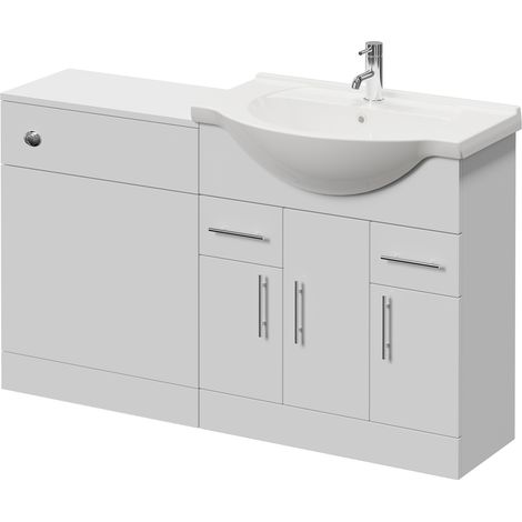 Alexander James Cento Gloss White 1350mm 3 Door Vanity Unit Toilet Suite - 1350mm - Chrome 96mm Bar HandleWithout James Toilet Pan