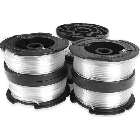 Bobine de fil réfléchissant Black+Decker pour débroussailleuses, bobine transparente réfléchissante, 6 bobines, 1 couvercle de bobine, 1 ressort (1/4)