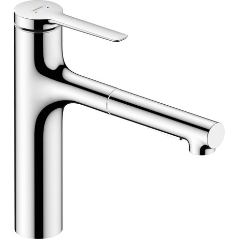 Hansgrohe – Mitigeur de cuisine avec douchette extractible – 2 jets laminaire et douche – Finition chromée – Bec pivotant 150° – Installation facile (1/7)