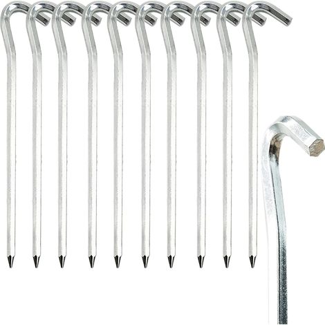 Lot de 10 piquets de tente, alliage d'aluminium, 18 cm, forme hexagonale, pour camping, alpinisme, jardinage (1/5)