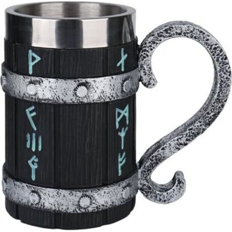 Wooden viking beer mug, handcrafted wooden mug with stainless steel liner, vintage 600ml mug, medieval mug for coffee/drinks/juice (for men). (1/5)
