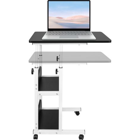 Escritorio de la Computadora (76 - 83 cm)Ajustable Mesa de Ordenador Portatil con Ruedas, Sofá Mesa Mesas de Centro,Negro (1/5)