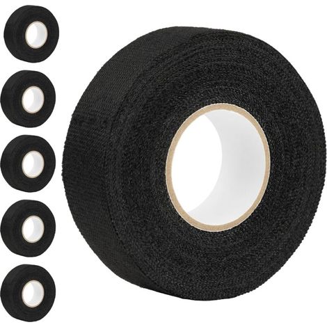 Confezione da 5 nastri isolanti in tessuto - Neri - 25 mm x 15 m - Resistenti al calore - Ideali per isolare i cavi elettrici di auto e moto (1/4)