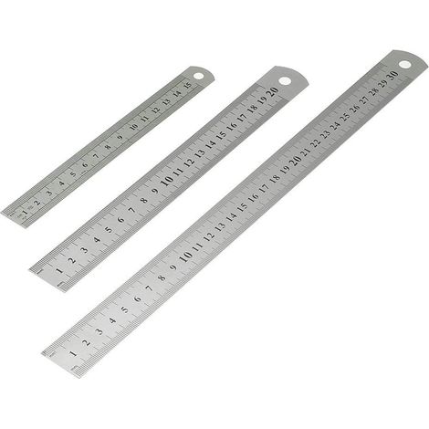 Kit De Règles De Mesure En Acier Inoxydable, Ensemble De Règles En Métal 3 Pièces Comprenant Une Règle De 12 Pouces (30 cm), 8 Pouces (20 cm) Et 6 Pouces (15 cm) (1/5)