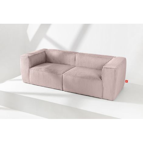 KONSIMO FEROX Modernes Sofa 3 Sitzer aus breitem Cordstoff, rosa (1/5)