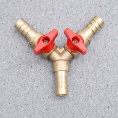 Borne d'arrêt en laiton Y 3 voies Raccord de tuyau robinet à boisseau sphérique pour dispositif de gaz combustible 10 mm (1/4)