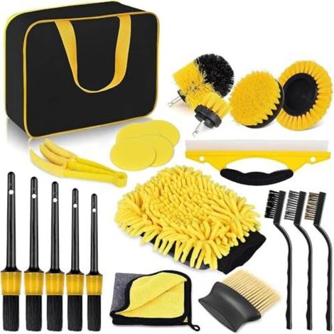 Ensemble de 22 accessoires de brosses pour perceuse, adapté aux kits de lavage et de nettoyage de voitures et aux produits de nettoyage pour véhicules. (1/5)