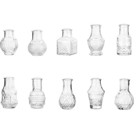 Lot de 10 vases à fleurs vintage en verre, pour centre de table de mariage, décoration d'intérieur (1/5)