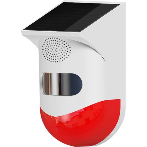 WiFi Alarme de Capteur de Mouvement Extérieur à énergie Solaire avec Sirène 120 DB et Lumière Stroboscopique Détecteur Infrarouge PIR sans Fil Dispositif sécurité pour Les (1/5)