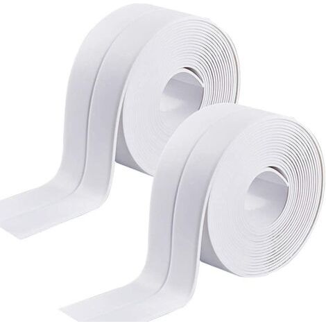 BUNTHAUS Joint Silicone Blanc Salle de Bain,2 PCS Bande Etancheite Autocollante Scellant Etanche à la Moisissure Ruban d'étanchéité de Bain pour Cuisine Mur (1/5)