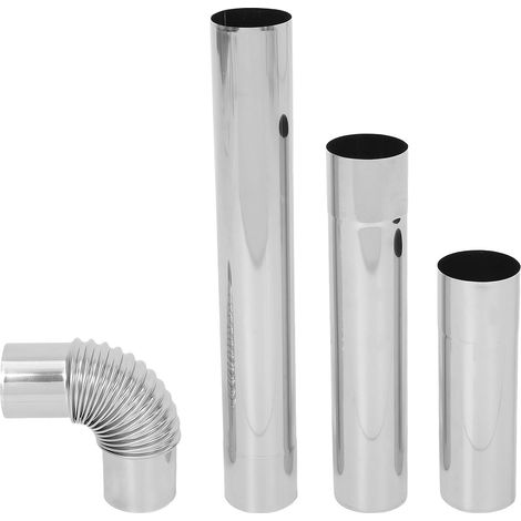 Kit de 4 Tuyaux Ronds en Acier Inoxydable pour Poêle à Granulés, Conduit de Fumée Flexible avec Protection Anticorrosion et Nettoyage Facile, pour Camping (1/5)