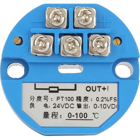-50 bis 400 Grad PT100 Temperaturtransmitter, DC24V Ausgang, 0-10V Sensor (1/5)