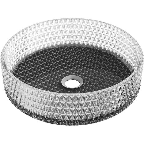 Mexen Aura lavabo da appoggio in vetro 39 x 39 cm, trasparente/nero - 24013971 (1/5)