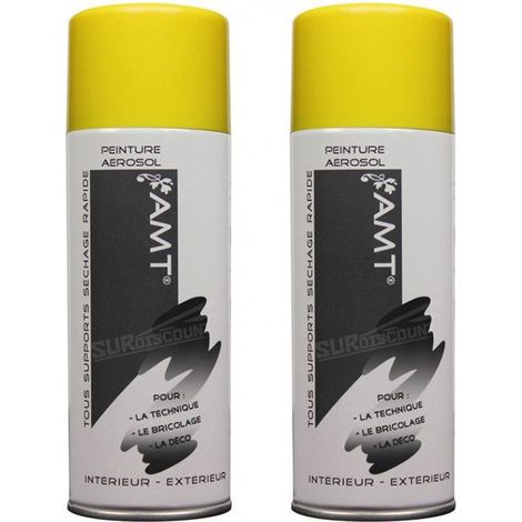 Bombe de Peinture - AMT - Jaune Titi - Lot de 2 - 330ml - Acrylique Intérieur/Extérieur